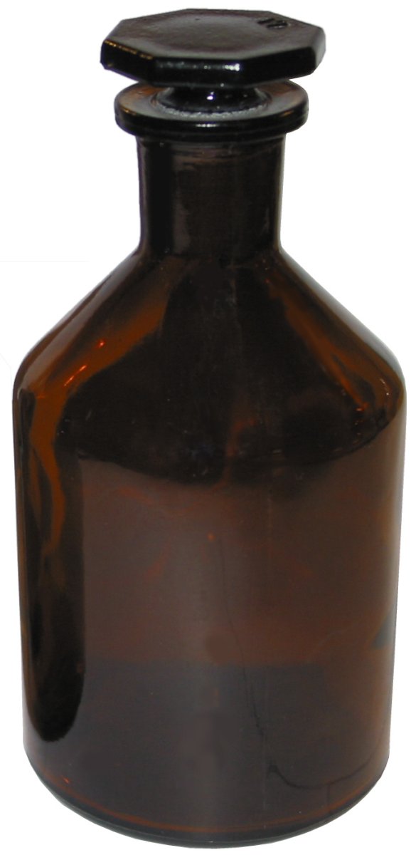 Steilbrustflasche, 50 ml, Kalksoda, Enghals, Braunglas mit Schliffgla, 4,34 €