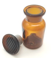 Rundschulterflasche, 100 ml, Weithals, Braunglas mit...