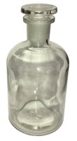 Rundschulterflasche, 10000 ml, Enghals, Klarglas mit Schliffglasstopfen