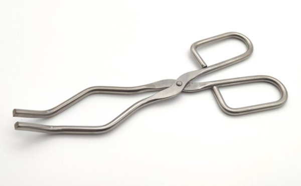 Tiegelzange, Edelstahl, doppelt gebogen, 220 mm Länge