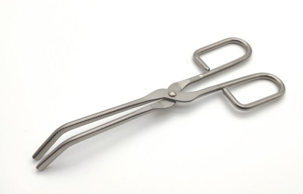 Tiegelzange, Edelstahl, einfach gebogen, 220 mm L.