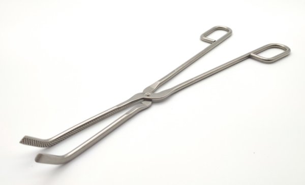 Tiegelzange, Edelstahl, einfach gebogen, 250 mm L.