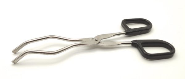 Tiegelzange, doppelt gebogen, mit schwarzem Kunststoff-Isoliergriff, 250 mm