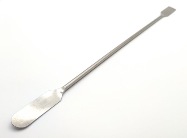 Doppelspatel, Edelstahl, schmale Form, 450 mm, 20*70 mm Blatt