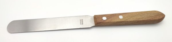 Apothekerspatel mit Holzgriff, rostfrei, Gesamtlänge 230 mm Länge, 130*20 mm Blatt