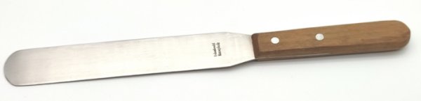 Apothekerspatel mit Holzgriff, rostfrei, Gesamtlänge 275 mm Länge, 165*27 mm Blatt