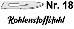Skalpellklinge Nr. 18, für Griff Nr. 4 (Art. 1402002), einzeln verpackt, Kohlenstoffstahl, 53*9 mm