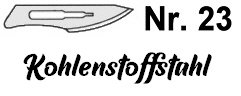 Skalpellklinge Nr. 23, für Griff Nr. 4 (Art. 1402002), einzeln verpackt, Kohlenstoffstahl, 50*9 mm