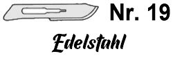 Skalpellklinge Nr. 19, für Griff Nr. 4 (Art. 1402002), einzeln verpackt, rostfrei, 52*9 mm
