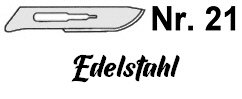 Skalpellklinge Nr. 21, für Griff Nr. 4 (Art. 1402002), einzeln verpackt, rostfrei, 53*9 mm