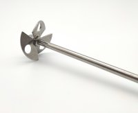 Scheibenrührer, Edelstahl, Rührfläche 42 mm Ø, mit 3 leicht gewinkelten Segmente,  320*6 mm Stab