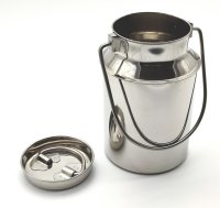 Transportkanne mit Henkel und Deckel, gerollter Rand, Edelstahl, 1 Liter, 100*158 mm Ø*H