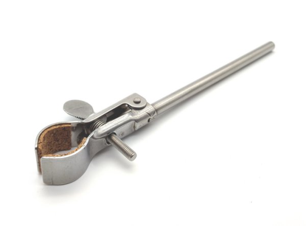 Stativklemme, mit Korkeinlange, Edelstahl, 25 mm Spannweite, runde Klemme