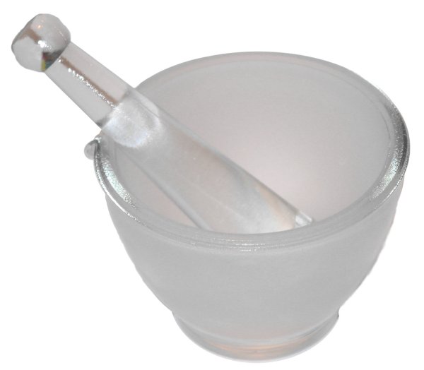 Glasmörser mit Glaspistill, mit Ausguß, innen rauh, 150/85*110 mm Ø*H