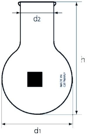 Rundkolben, Boro 3.3, Weithals, Bördelrand, 50 ml