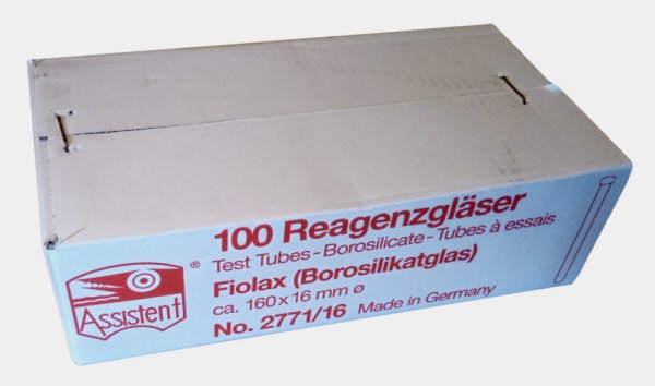 Reagenzgläser, Boro 4.9, Bördelrand, 160x16x0,6 mm L*AD*Wandung 100 St./Pack No. 2771/16 #42771051