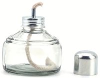 Spirituslampe, Glas, mit Edelstahlkappe, 135 ml, inkl. Docht