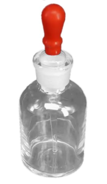 Rundschulter-Tropfflasche, 60 ml, Kalksoda, Enghals, Klarglas, mit NS-Pipette und Saughütchen