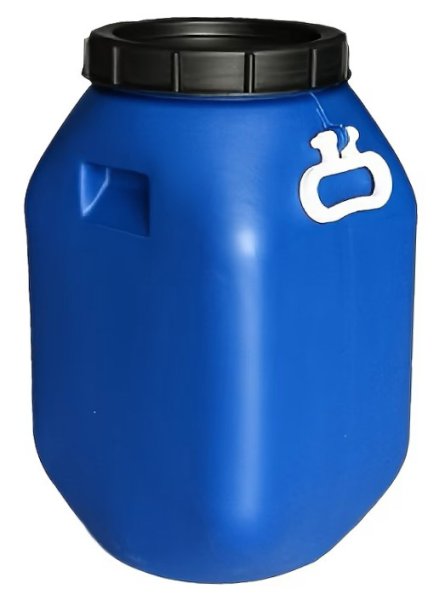 25 Liter HDPE-Faß mit Deckel, Griffen und Auslaufhahn, blau, 28x25x47 cm