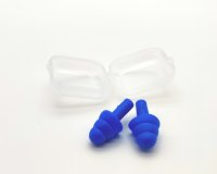 Mehrweg-Silikon-Gehörschutzstöpsel, blau, SNR 32 dB inkl. Box, 1 Paar=2 Stück