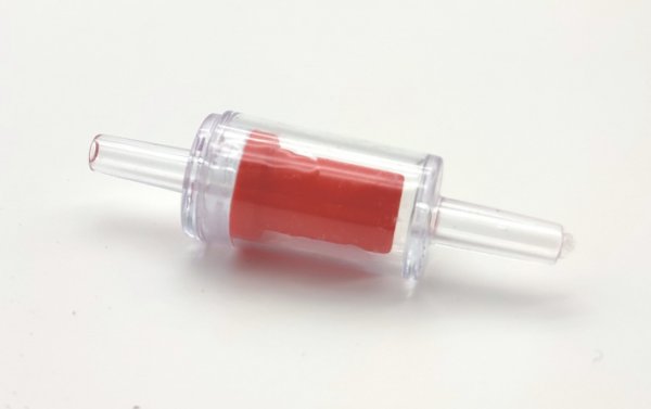 Rückschlagventil für Luft/Gase, PP, transparent/rot, 4 mm Anschluß